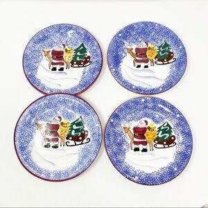 4-pc JAY IMPORT Blue Christmas Santa Lunch Plates